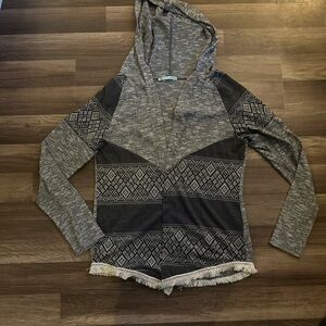 Maurices Charcoal and‎ Light Gray Patterned Hoodie
